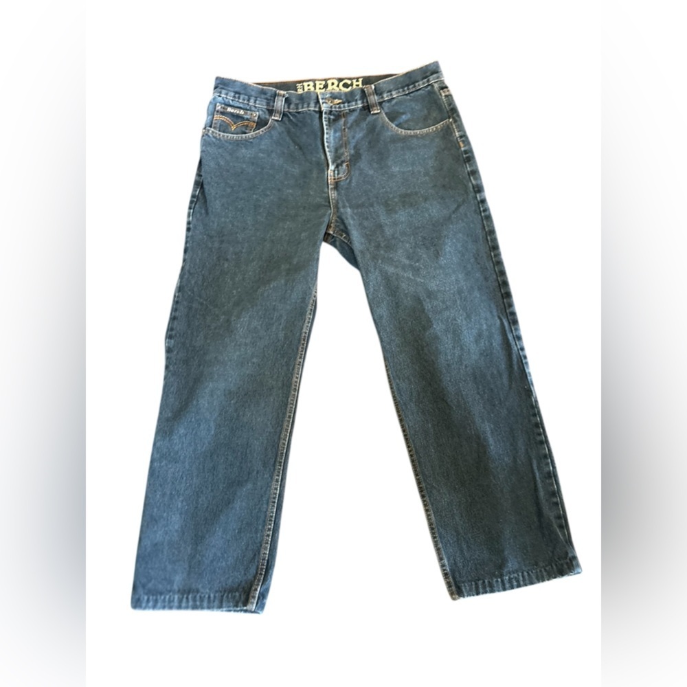 BR Berch‎ Men's Blue Straight Jeans Size 38 Durable Stitching 5-Pocket Design